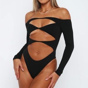 Black Cut Out Bodysuit - White Fox Boutique